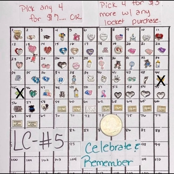 LC-#5 4x Celebrate & Remember Locket Charms - Picture 2 of 8